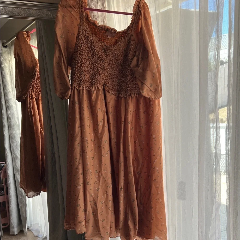 JessaKae Peach Dress with Floral Design - Picture 3 of 5